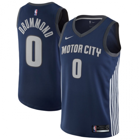 Men's Nike Detroit Pistons #0 Andre Drummond Swingman Navy Blue NBA Jersey - City Edition - Ujersey