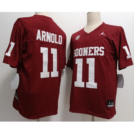 Men's Oklahoma Sooners #11 Jackson Arnold Red FUSE College Stitched Jersey - Ujersey
