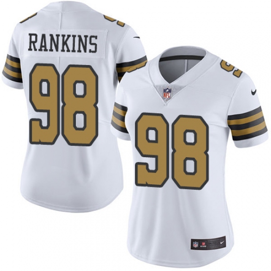 Women's Nike New Orleans Saints #98 Sheldon Rankins Limited White Rush Vapor Untouchable NFL Jersey - Ujersey