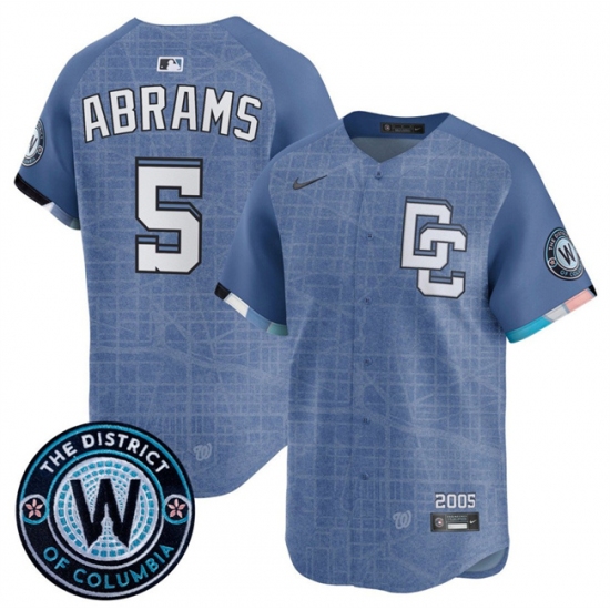 Men's Washington Nationals #5 CJ Abrams Blue 2025 City Connect Limited Stitched Baseball Jersey - Ujersey