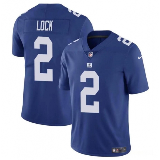 Men's New York Giants #2 Drew Lock Blue Vapor Untouchable Limited Football Stitched Jersey - Ujersey
