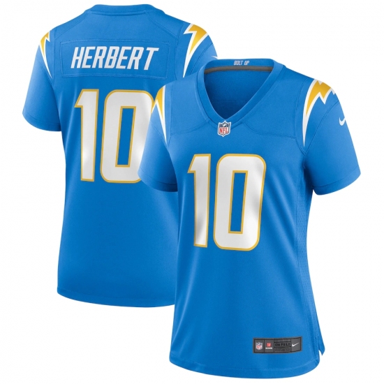 Women's Los Angeles Chargers #10 Justin Herbert Nike Powder Blue 2020 NFL Draft First Round Pick Game Jersey.webp - Ujersey