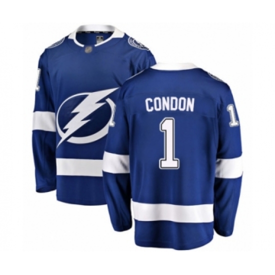 Men's Tampa Bay Lightning #1 Mike Condon Fanatics Branded Blue Home Breakaway Hockey Jersey - Ujersey
