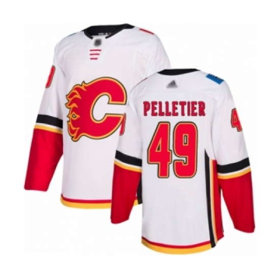 Men's Calgary Flames #49 Jakob Pelletier Authentic White Away Hockey Jersey - Ujersey