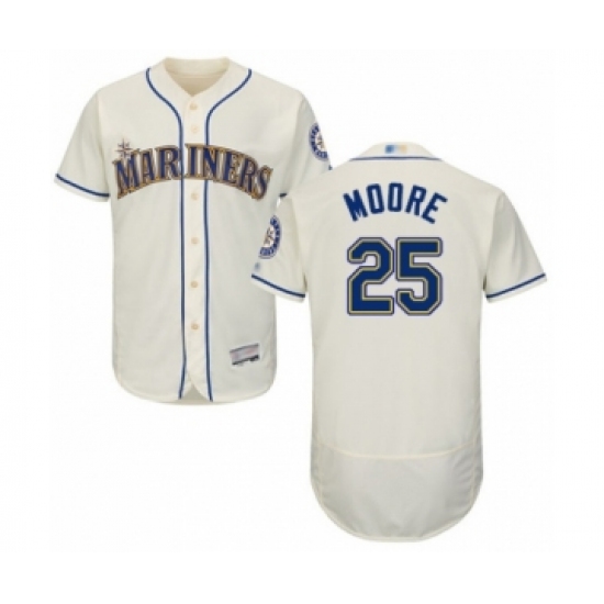 Men's Seattle Mariners #25 Dylan Moore Cream Alternate Flex Base Authentic Collection Baseball Player Jersey - Ujersey