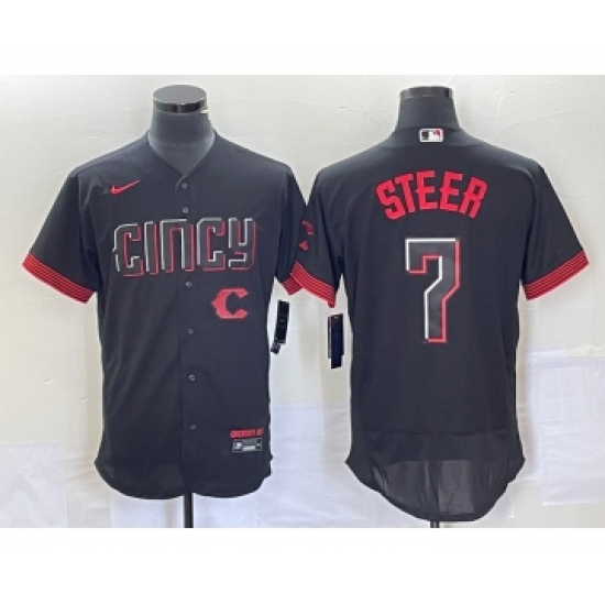 Men's Nike Cincinnati Reds Spencer Steer Black 2023 City Connect Flex Base Stitched Jersey - Ujersey