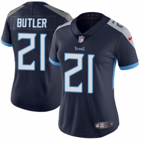 Women's Nike Tennessee Titans #21 Malcolm Butler Navy Blue Team Color Vapor Untouchable Elite Player NFL Jersey - Ujersey