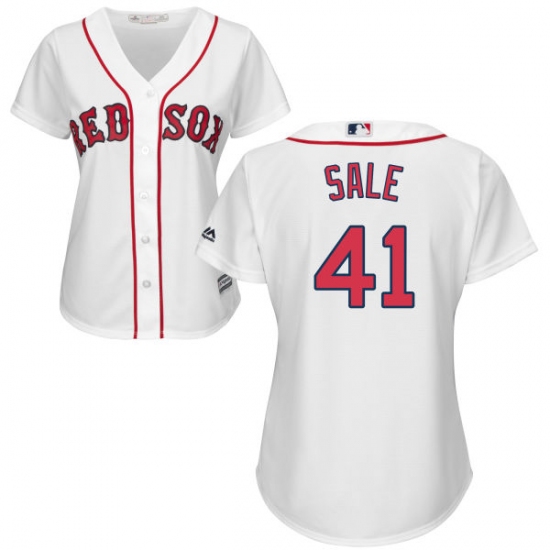 Women's Majestic Boston Red Sox #41 Chris Sale Authentic White Home MLB Jersey - Ujersey