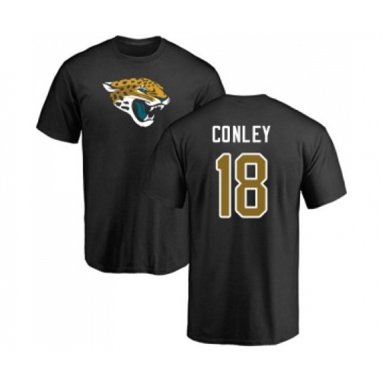 Football Jacksonville Jaguars #18 Chris Conley Black Name & Number Logo T-Shirt - Ujersey NHL