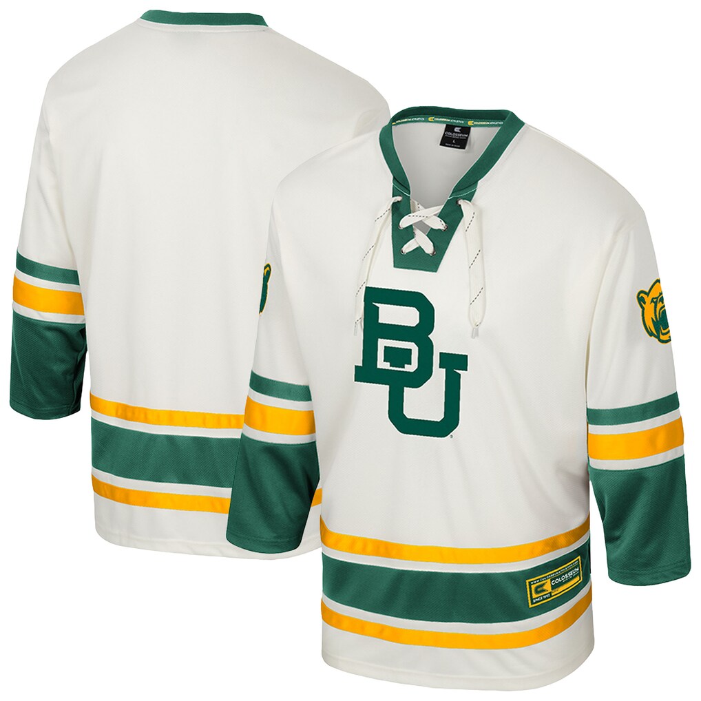 Men's Colosseum Cream Baylor Bears Puck Proud Fashion Hockey Jersey - U-jersey