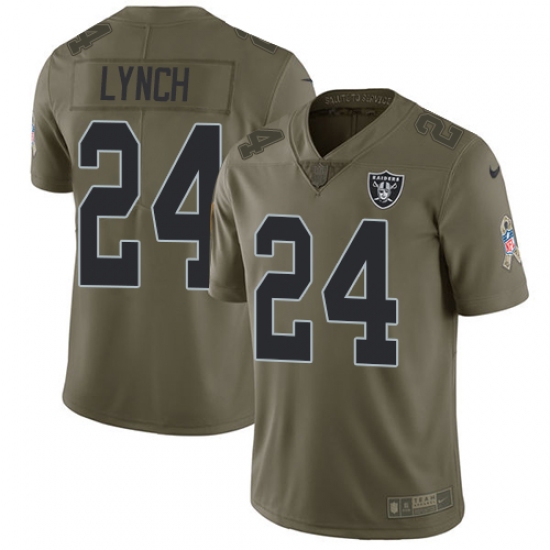 Youth Nike Oakland Raiders #24 Marshawn Lynch Limited Olive 2017 Salute to Service NFL Jersey