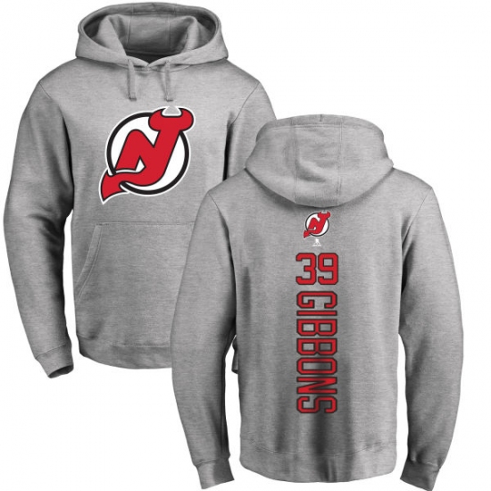 NHL Adidas New Jersey Devils #39 Brian Gibbons Ash Backer Pullover Hoodie - ujerseystore