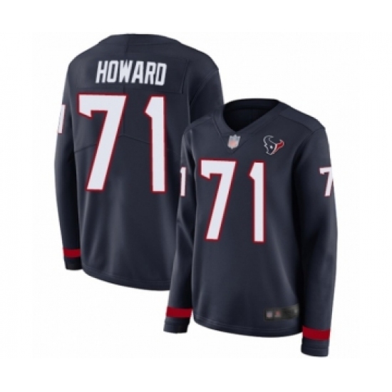 Women's Houston Texans #71 Tytus Howard Limited Navy Blue Therma Long Sleeve Football Jersey - Ujersey