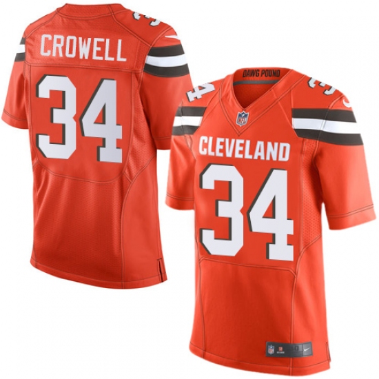 Men's Nike Cleveland Browns #34 Isaiah Crowell Elite Orange Alternate NFL Jersey - Ujersey