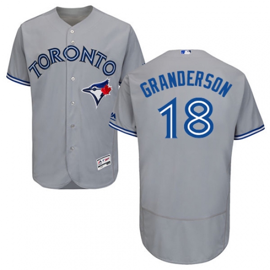 Men's Majestic Toronto Blue Jays #18 Curtis Granderson Grey Road Flex Base Authentic Collection MLB Jersey