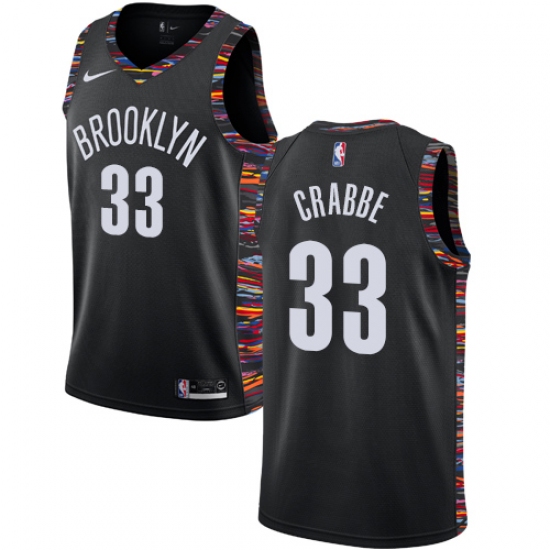 Men's Nike Brooklyn Nets #33 Allen Crabbe Swingman Black NBA Jersey - 2018 19 City Edition - Ujersey
