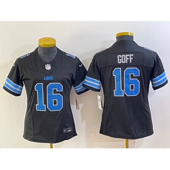 Women's Detroit Lions #16 Jared Goff Black 2024 F.U.S.E. 2nd Alternate Vapor Limited Football Stitched Jersey(Run Smaller) - Ujersey