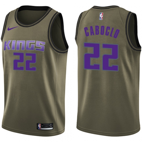 Youth Nike Sacramento Kings #22 Bruno Caboclo Swingman Green Salute to Service NBA Jersey - Ujersey