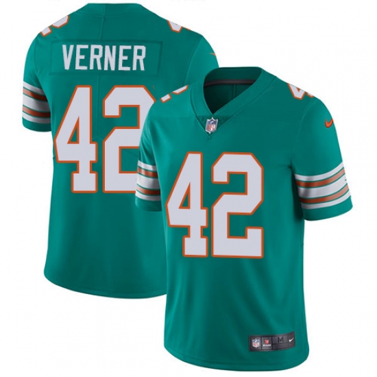Youth Nike Miami Dolphins #42 Alterraun Verner Aqua Green Alternate Vapor Untouchable Limited Player NFL Jersey - Ujersey