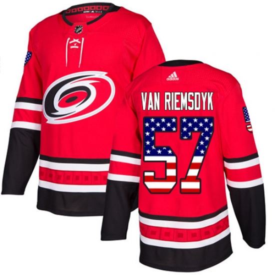 Men's Adidas Carolina Hurricanes #57 Trevor Van Riemsdyk Authentic Red USA Flag Fashion NHL Jersey - Ujersey