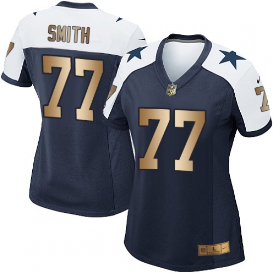 Women's Nike Dallas Cowboys #77 Tyron Smith Elite Navy/Gold Throwback Alternate NFL Jersey - Ujersey