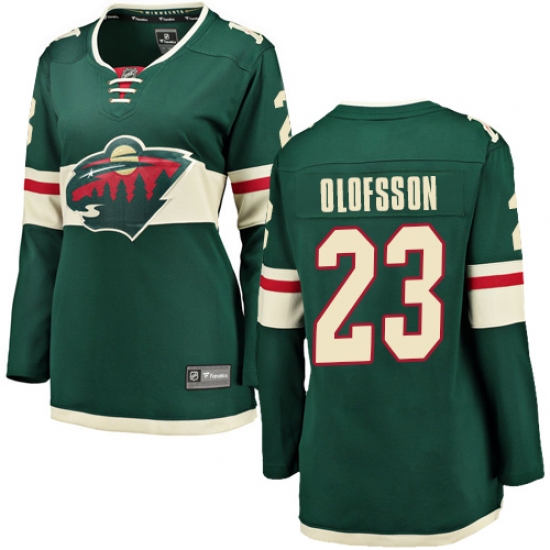 Women's Minnesota Wild #23 Gustav Olofsson Authentic Green Home Fanatics Branded Breakaway NHL Jersey - Ujersey