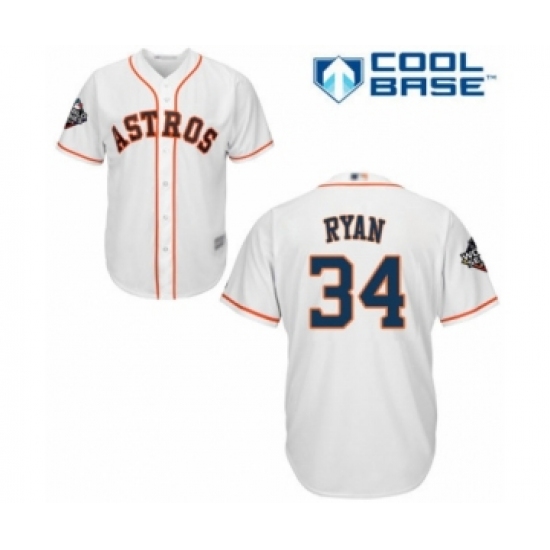 Youth Houston Astros #34 Nolan Ryan Authentic White Home Cool Base 2019 World Series Bound Baseball Jersey - Ujersey