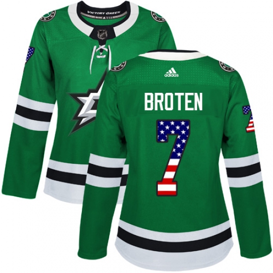 Women's Adidas Dallas Stars #7 Neal Broten Authentic Green USA Flag Fashion NHL Jersey - Ujersey