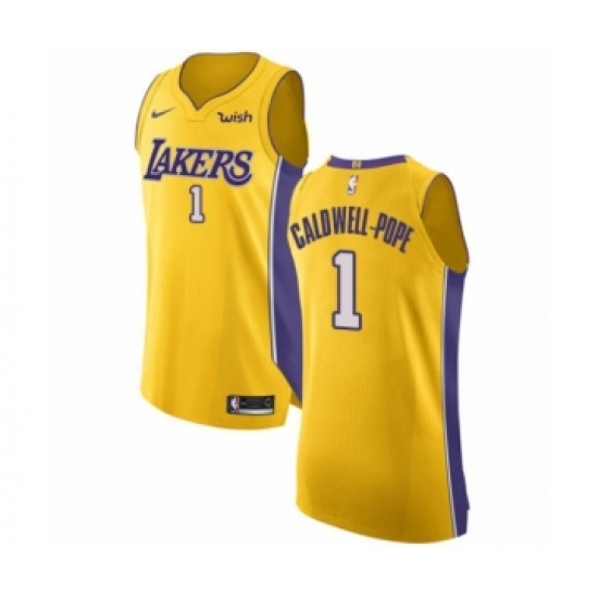 Men's Los Angeles Lakers #1 Kentavious Caldwell-Pope Authentic Gold Home Basketball Jersey - Icon Edition - Ujersey