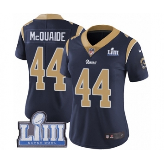Women's Nike Los Angeles Rams #44 Jacob McQuaide Navy Blue Team Color Vapor Untouchable Limited Player Super Bowl LIII Bound NFL Jersey - Ujersey