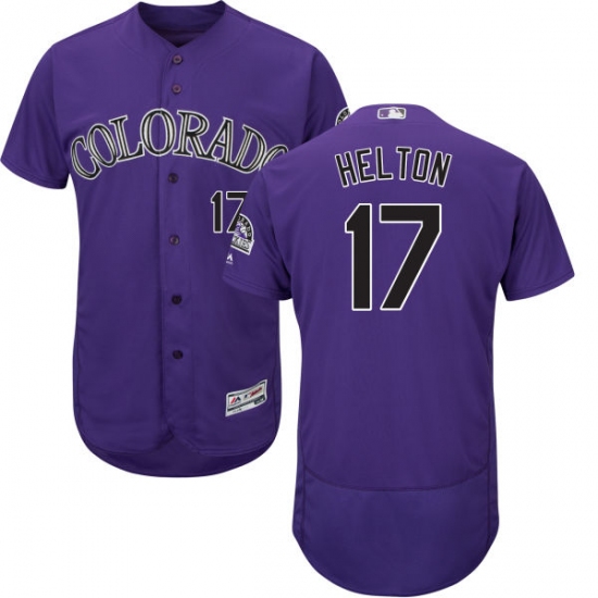 Men's Majestic Colorado Rockies #17 Todd Helton Purple Alternate Flex Base Authentic Collection MLB Jersey - Ujersey