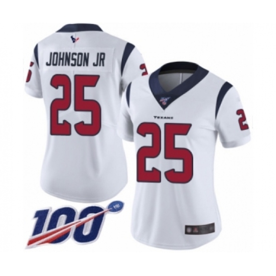 Women's Houston Texans #25 Duke Johnson Jr White Vapor Untouchable Limited Player 100th Season Football Jersey - Ujersey