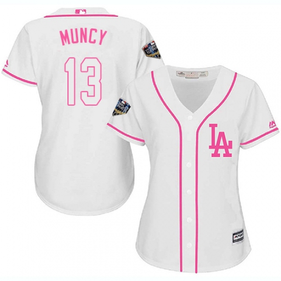 Women's Majestic Los Angeles Dodgers #13 Max Muncy Authentic White Fashion Cool Base 2018 World Series MLB Jersey - Ujersey