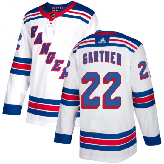 Men's Reebok New York Rangers #22 Mike Gartner Authentic White Away NHL Jersey - Ujersey