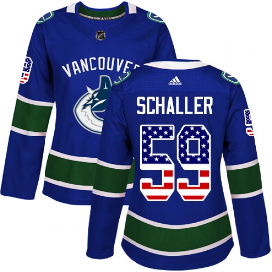 Women's Adidas Vancouver Canucks #59 Tim Schaller Authentic Blue USA Flag Fashion NHL Jersey - Ujersey