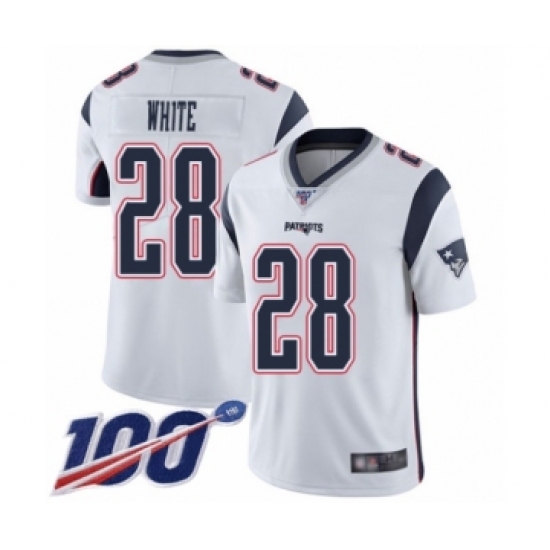 Men's New England Patriots #28 James White Vapor Untouchable Limited Player 100th Season Football Jersey - Ujersey
