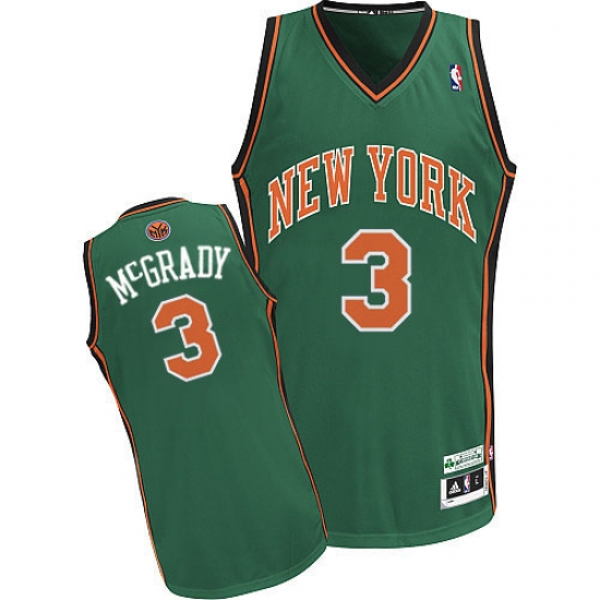 Men's Adidas New York Knicks #3 Tracy McGrady Authentic Green NBA Jersey - Ujersey