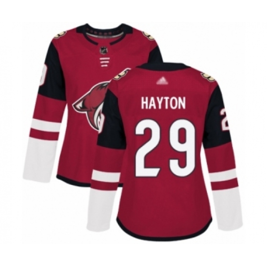 Women's Arizona Coyotes #29 Barrett Hayton Authentic Burgundy Red Home Hockey Jersey - Ujersey