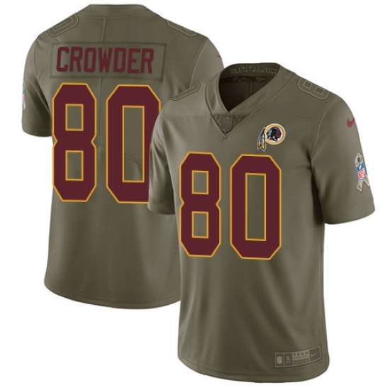 Youth Nike Washington Redskins #80 Jamison Crowder Limited Olive 2017 Salute to Service NFL Jersey