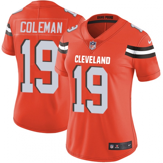 Women's Nike Cleveland Browns #19 Corey Coleman Orange Alternate Vapor Untouchable Limited Player NFL Jersey - Ujersey