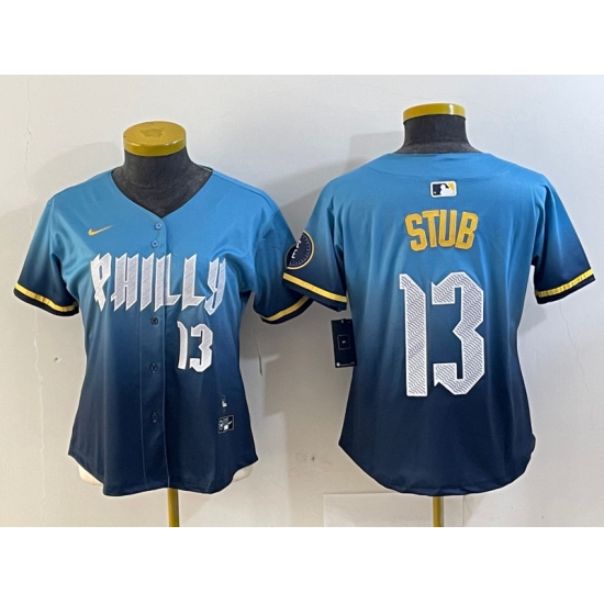 Women's Philadelphia Phillies #13 Stub Number Blue 2024 City Connect Limited Stitched Jersey - Ujersey