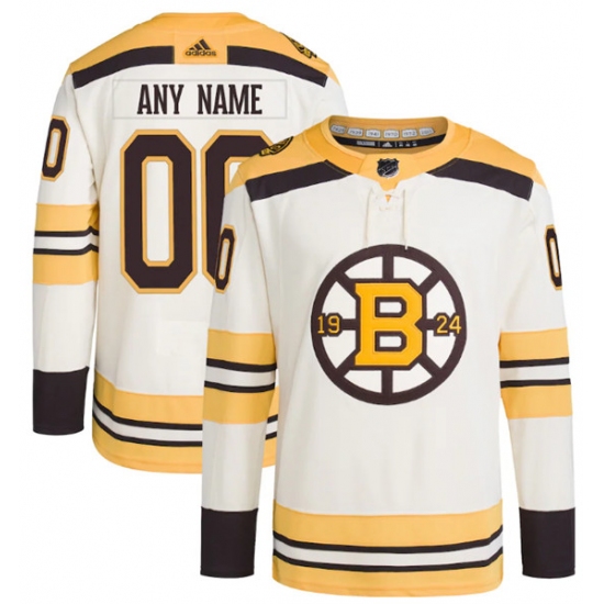 Men's Boston Bruins Custom Cream 100th Anniversary Stitched Jersey - Ujersey
