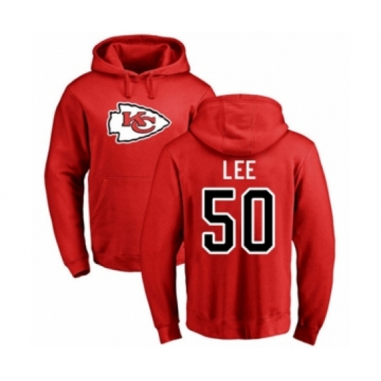 Football Kansas City Chiefs #50 Darron Lee Red Name & Number Logo Pullover Hoodie - Ujersey NHL
