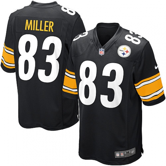 Men's Nike Pittsburgh Steelers #83 Heath Miller Game Black Team Color NFL Jersey - Ujersey