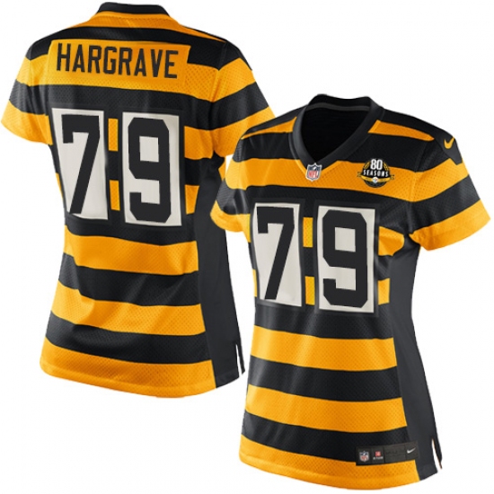 Women's Nike Pittsburgh Steelers #79 Javon Hargrave Game Yellow/Black Alternate 80TH Anniversary Throwback NFL Jersey - Ujersey