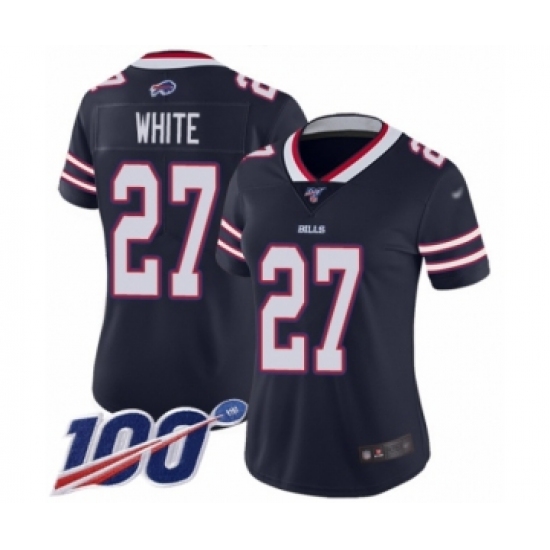 Women's Buffalo Bills #27 Tre'Davious White Limited Navy Blue Inverted Legend 100th Season Football Jersey - Ujersey