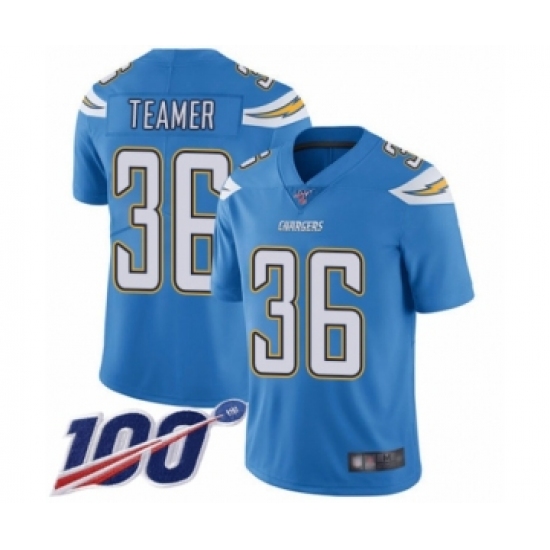 Youth Los Angeles Chargers #36 Roderic Teamer Electric Blue Alternate Vapor Untouchable Limited Player 100th Season Football Jersey - Ujersey