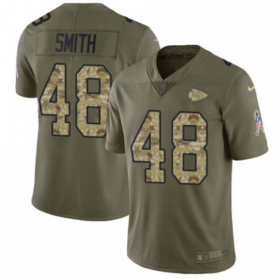 Youth Nike Kansas City Chiefs #48 Terrance Smith Limited Olive Camo 2017 Salute to Service NFL Jersey - Ujersey