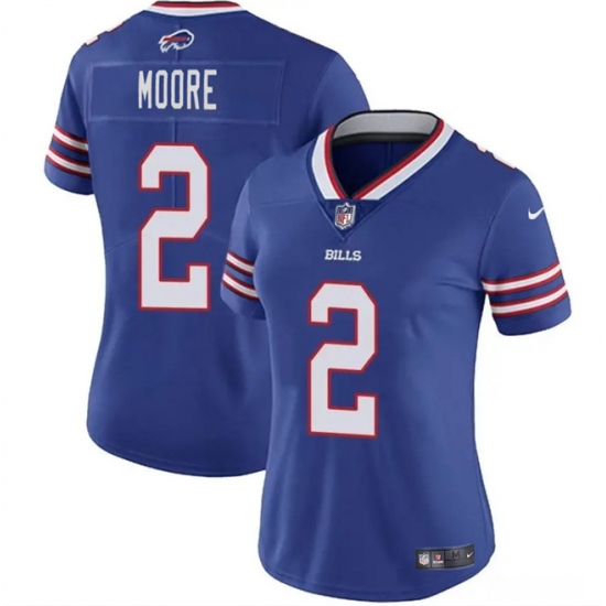 Women's Buffalo Bills #2 D.J. Moore Blue Vapor Stitched Football Jersey(Run Small) - Ujersey