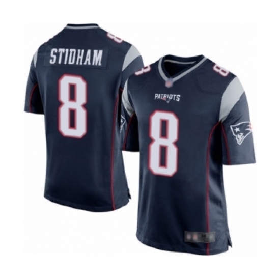 Men's New England Patriots #8 Jarrett Stidham Game Navy Blue Team Color Football Jersey - Ujersey